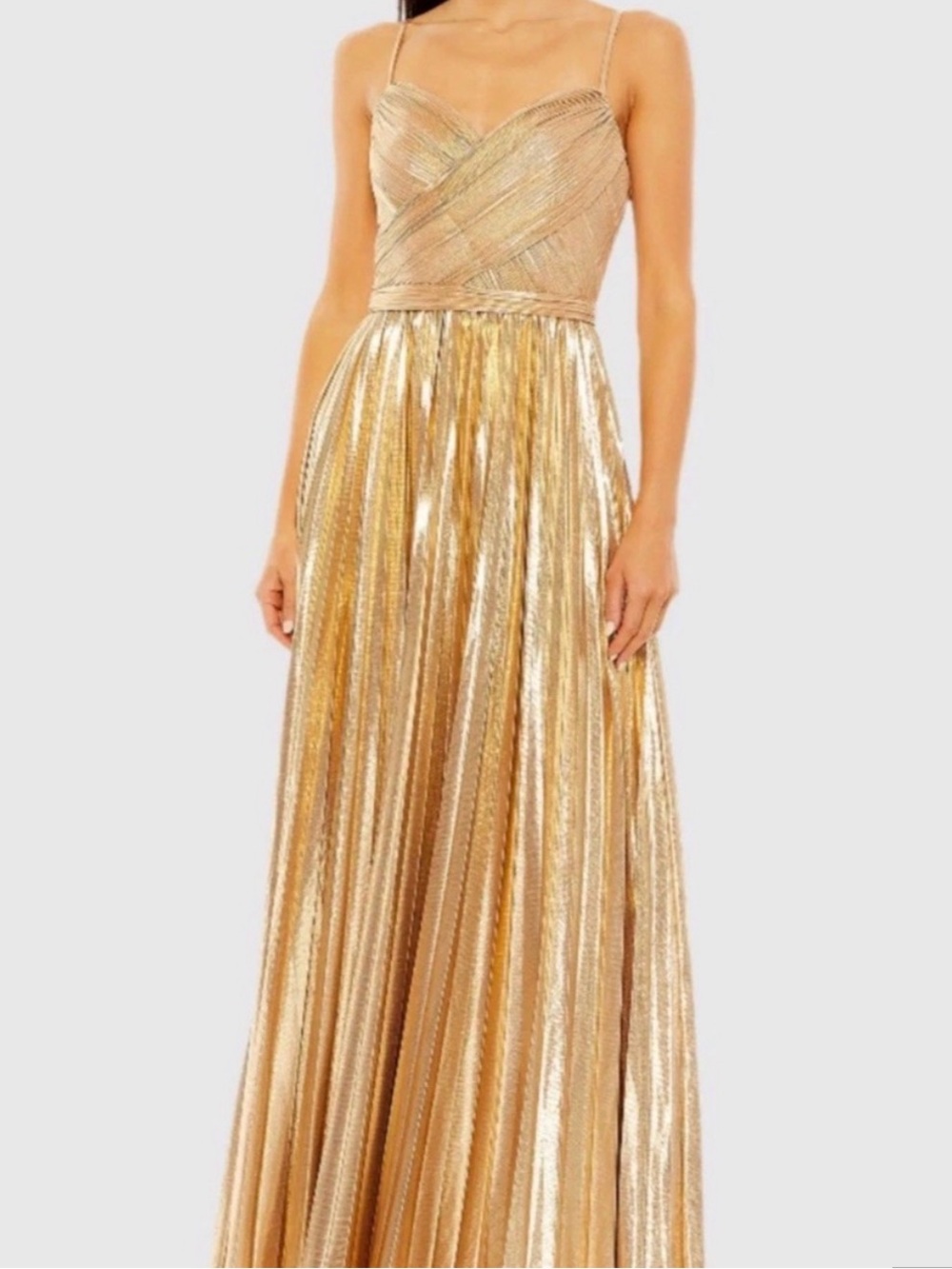 IEENA for Mac Duggal Gold Metallic Dress